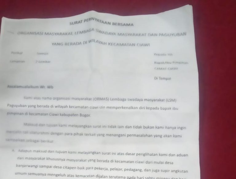 Dianggap Rugikan Warga, Ormas, LSM dan Paguyuban Ciawi Somasi Pemkab Bogor