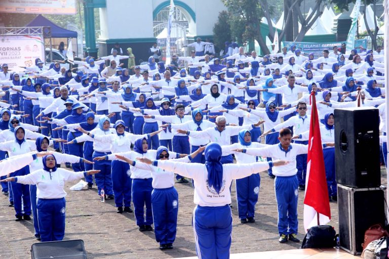 Ketua KORMI Jabar Hadir pada Senam Ling Tien Kung Diikuti 1.100 Pegiatnya di FORNAS VII Jawa Barat 2023