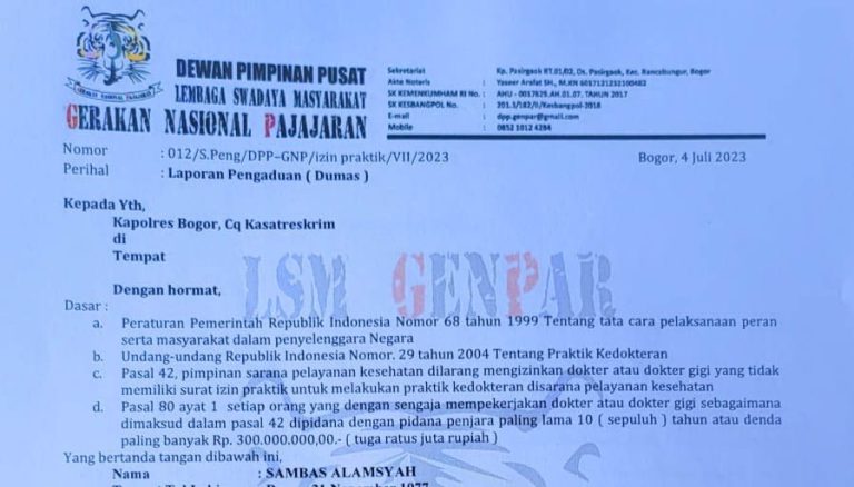 Pimpinan Dokter LA Dilaporkan Dugaan tak Miliki Izin Praktik