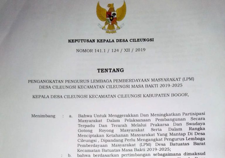 SK Kades Cileungsi Soal LPM Bikin Kisruh