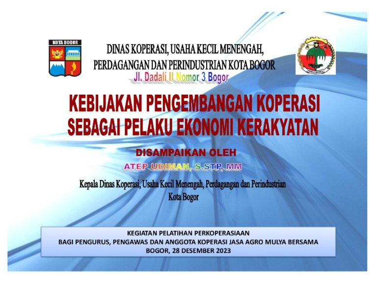 KEBIJAKAN PENGEMBANGAN KOPERASI SEBAGAI PELAKU EKONOMI KERAKYATAN