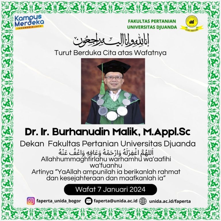 Inmemorial Almarhum Dr.Ir.Burhanudin Malik MSi: Dekan Faperta UNIDA