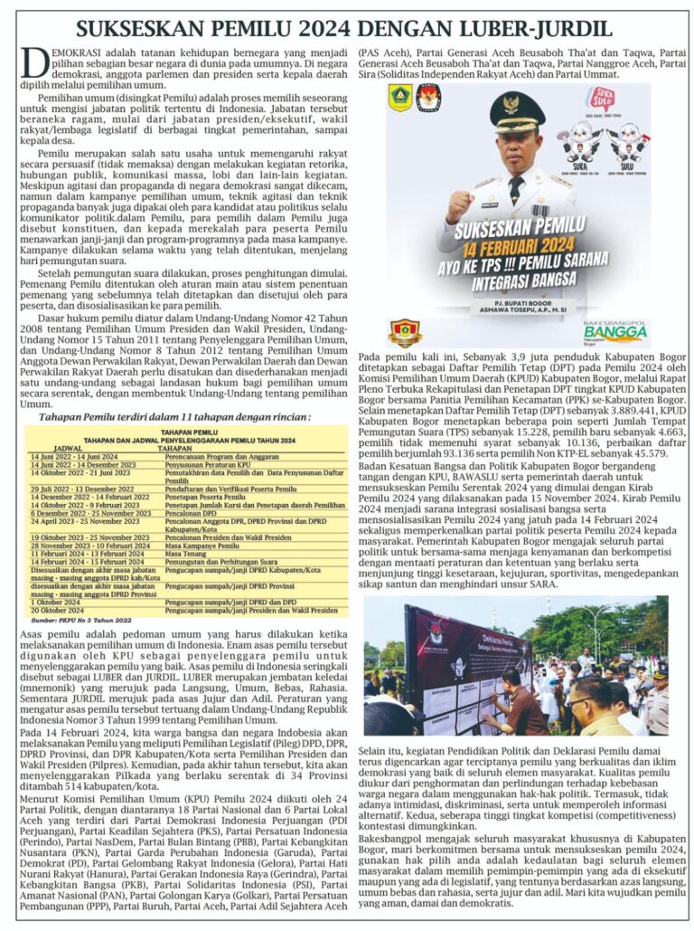 SUKSESKAN PEMILU 2024 DENGAN LUBER JURDIL