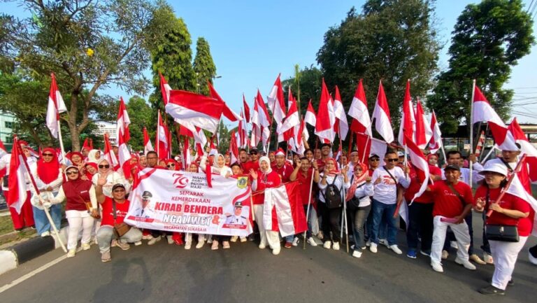 Semarak HUT RI ke-79, Pemcam Sukaraja Bawa Bendera Panjang 1.000 meter dan 500 Peserta Kirab Merah Putih