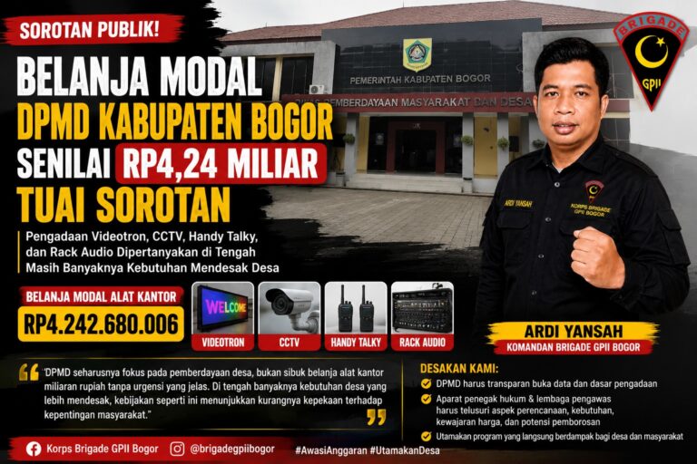 Belanja Alat Kantor DPMD Bogor Rp4,2 Miliar Disorot, Dinilai Abaikan Kebutuhan Desa